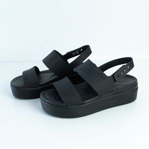 Crocs Womens Brooklyn Low Wedge Platform Sandals Black Size 7